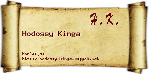 Hodossy Kinga névjegykártya
